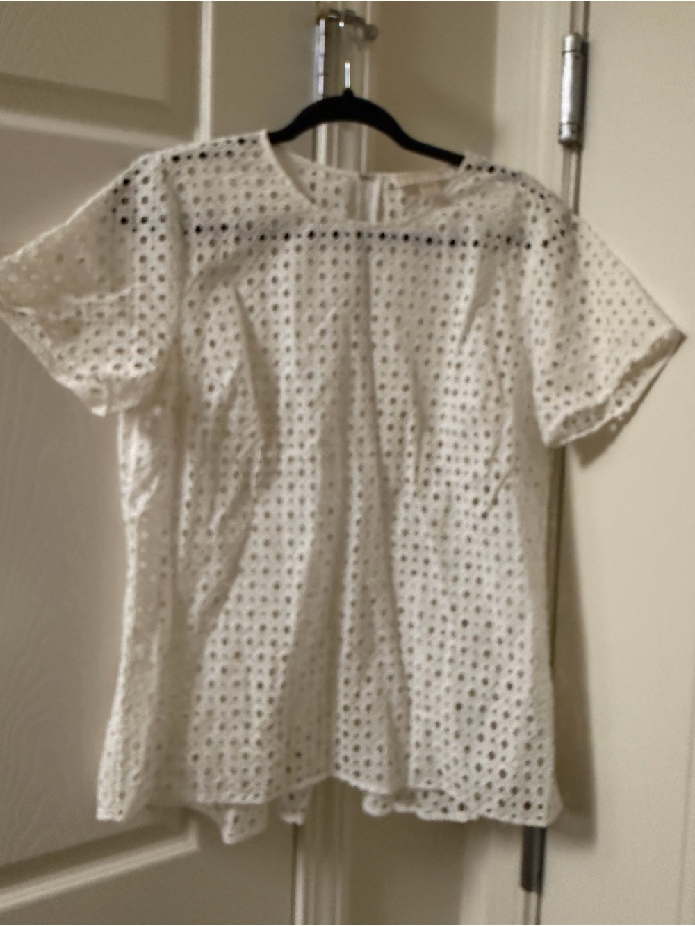 Michael Kors Cream Eyelet Short Sleeve Top